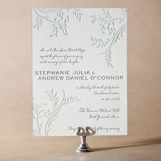 Sweet Laurel Letterpress Invitation Design Small