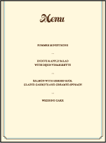 Tara Letterpress Menu Design Small