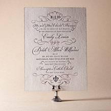 Traditional Script Letterpress Invitation Design Small