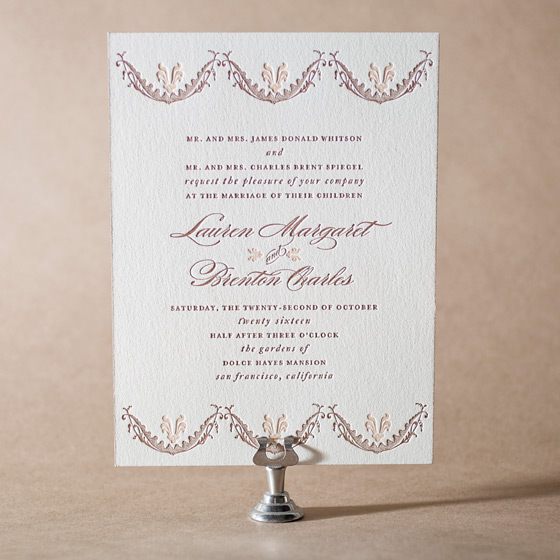 Vintage Garland Letterpress Invitation Design Small
