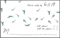 Vintage Leaves Letterpress Reply Postcard Front Design Small