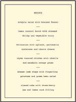 Vintage Librairie Letterpress Menu Design Small