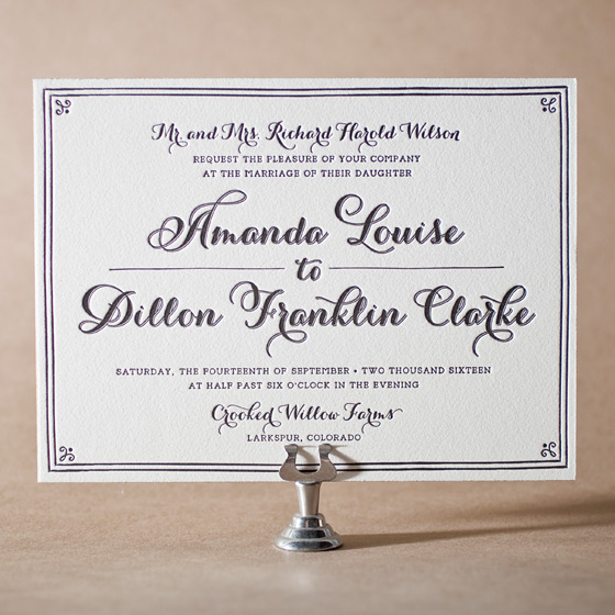 Westley Letterpress Invitation Design Small